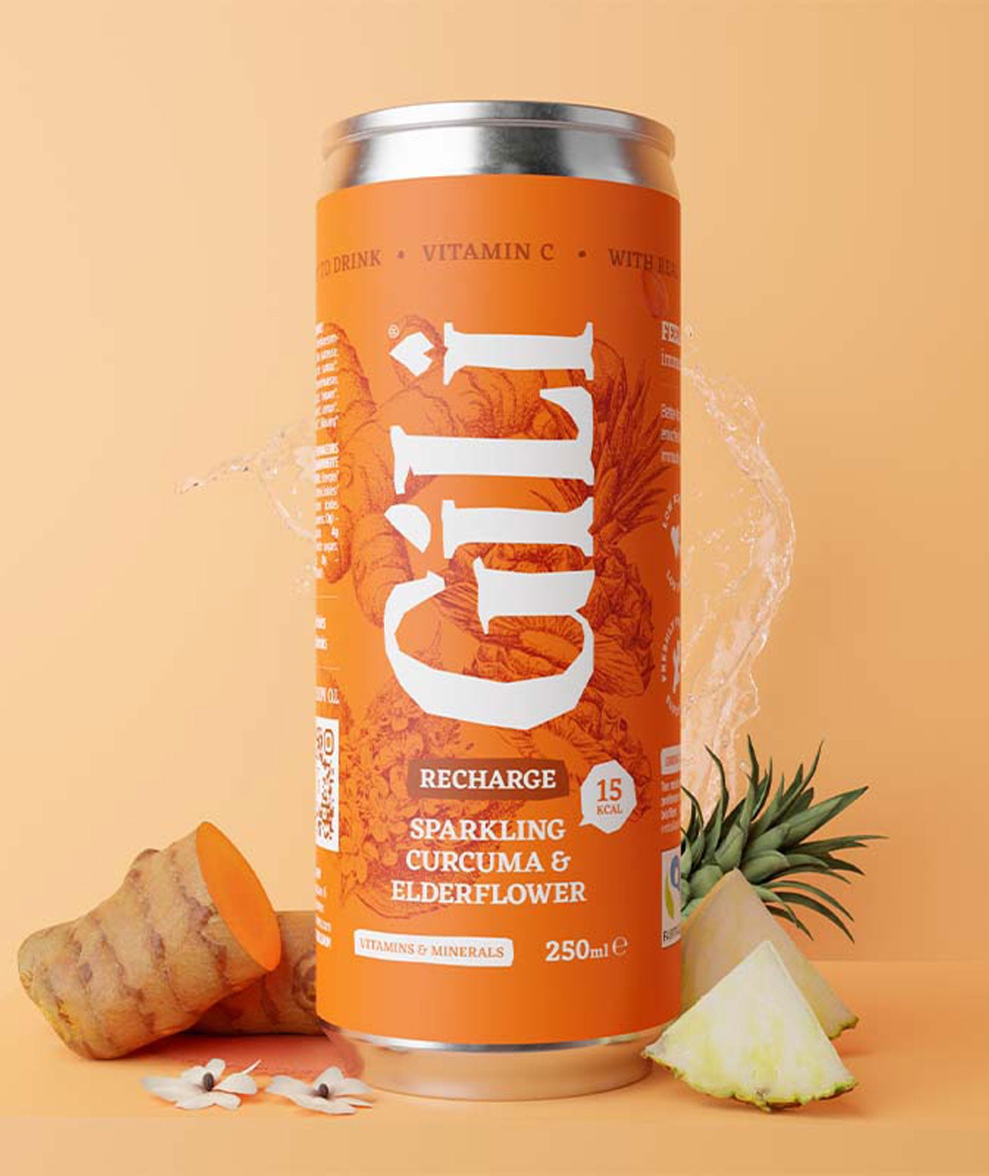 Canette eau pétillante au curcuma fleur de sureau bio - Recharge
