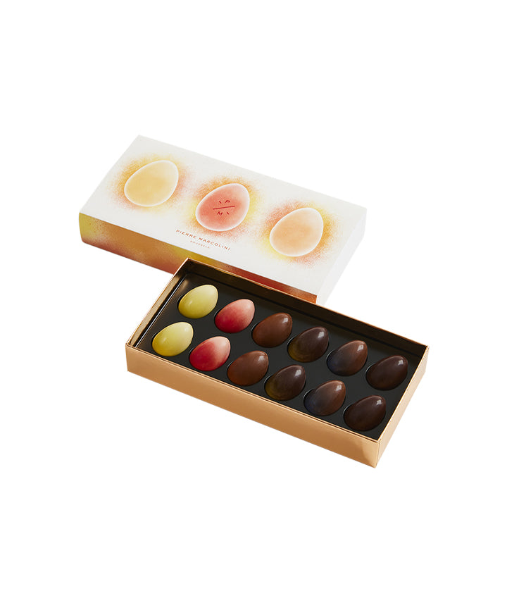 EXCLUSIVITÉ - Plumier de Pâques de 12 œufs pralinés aux saveurs de biscuits et pralinés