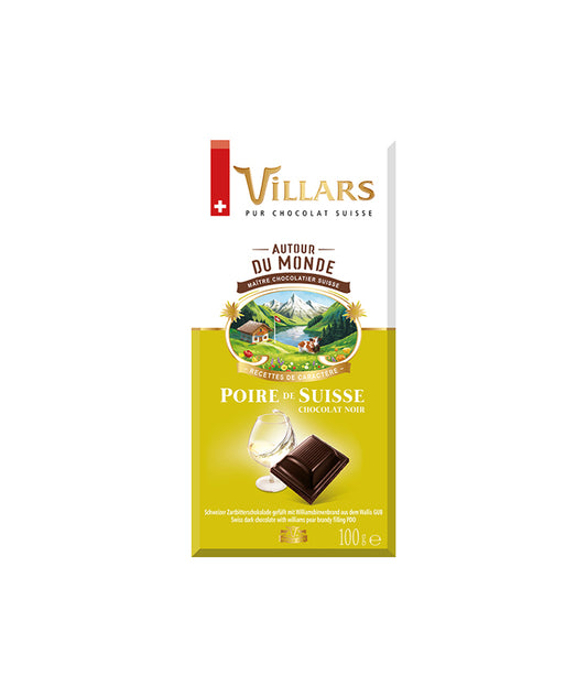Tablette au chocolat noir et liqueur de poire Suisse
