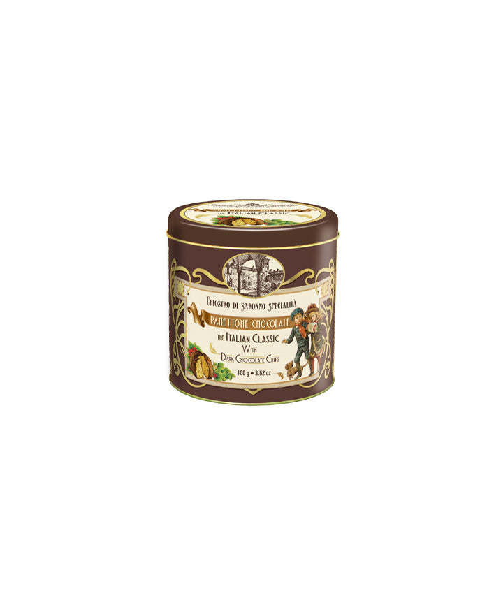 Mini panettone aux pépites de chocolat en boîte métal vintage - 100g