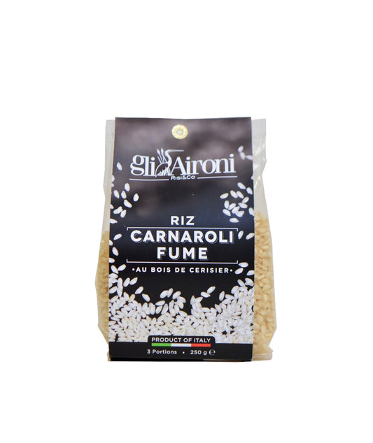 Préparation de risotto fumé à la carnaroli fumé