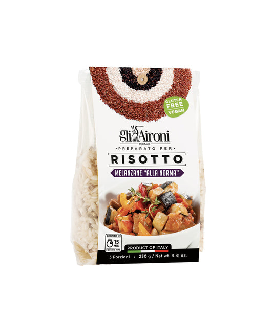 Préparation de risotto fumé à l'aubergine
