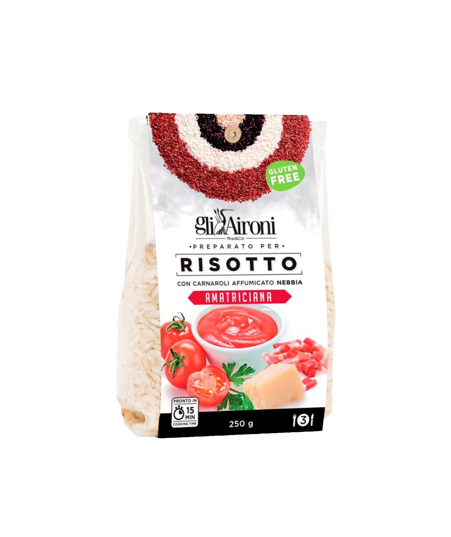 Préparation de risotto fumé à l'amatriciana