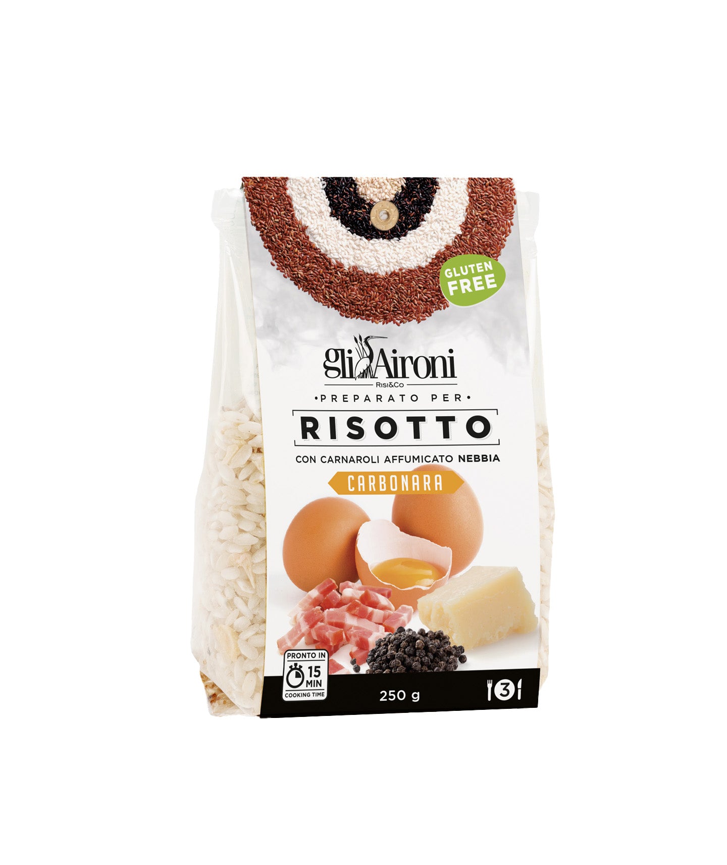 Préparation de risotto fumé à la carbonara