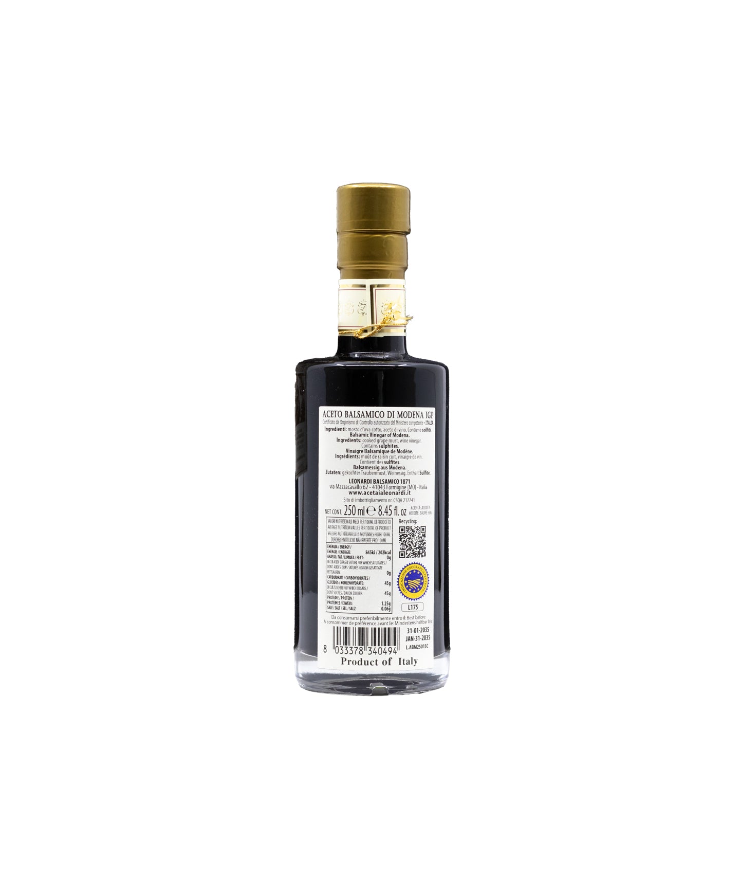 Vinaigre balsamique de Modène IGP - 4 ans d'âge