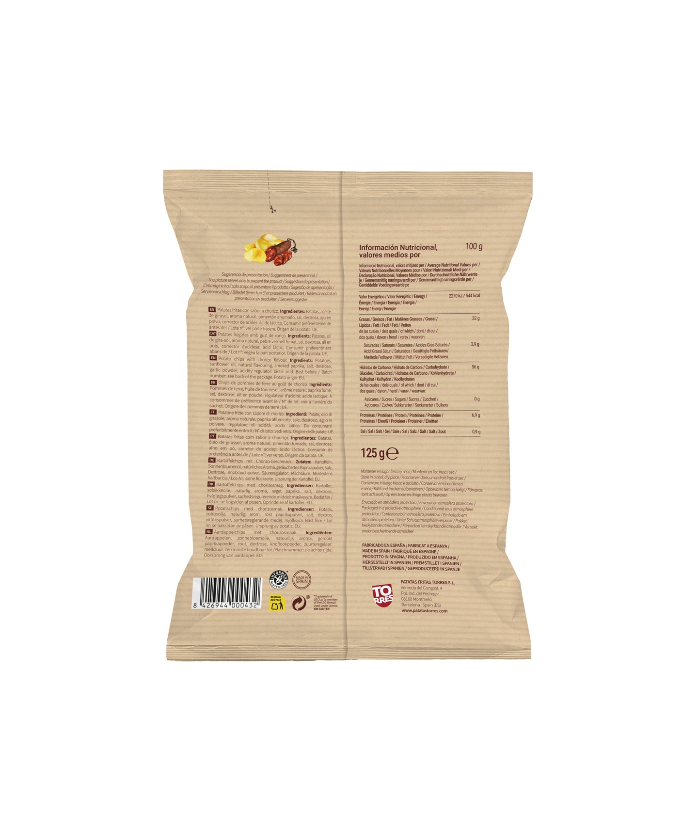 Chips tapas chorizo