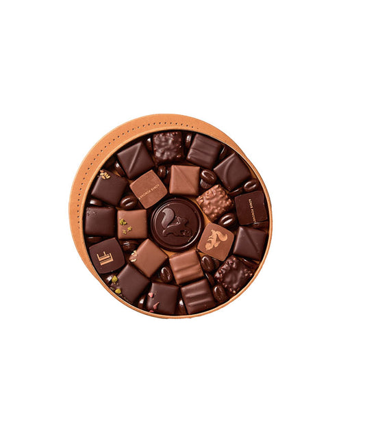 Boîte ronde de 23 chocolats assortis