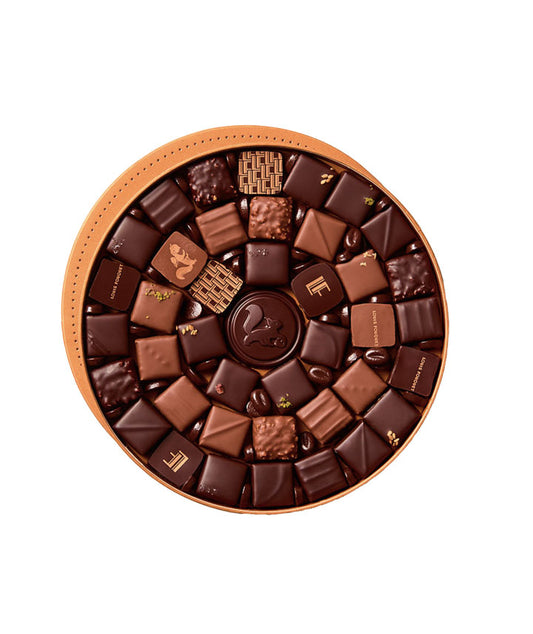 Boîte ronde de 43 chocolats assortis