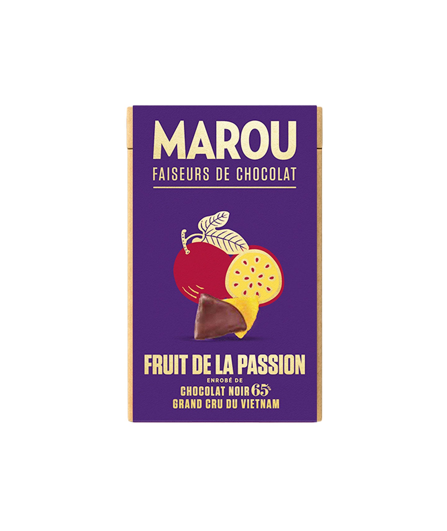 Fruit de la passion enrobé de chocolat noir 65%