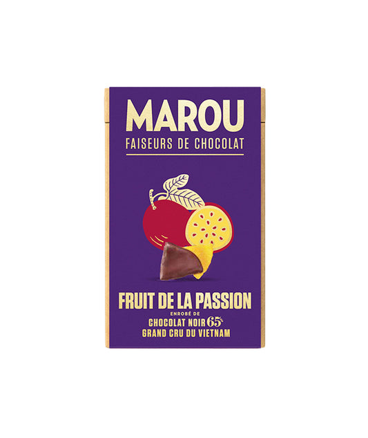 Fruit de la passion enrobé de chocolat noir 65%