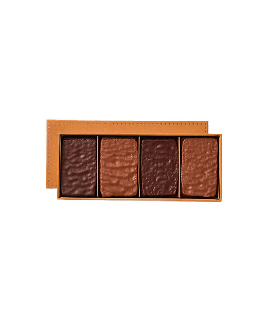 Boîte de 20 croustillants au chocolat noir et lait